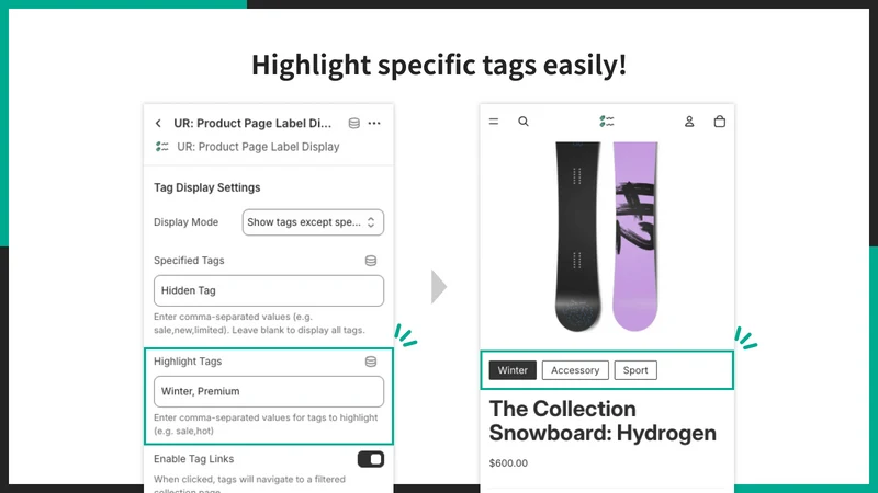 UR: Product Page Label Display
