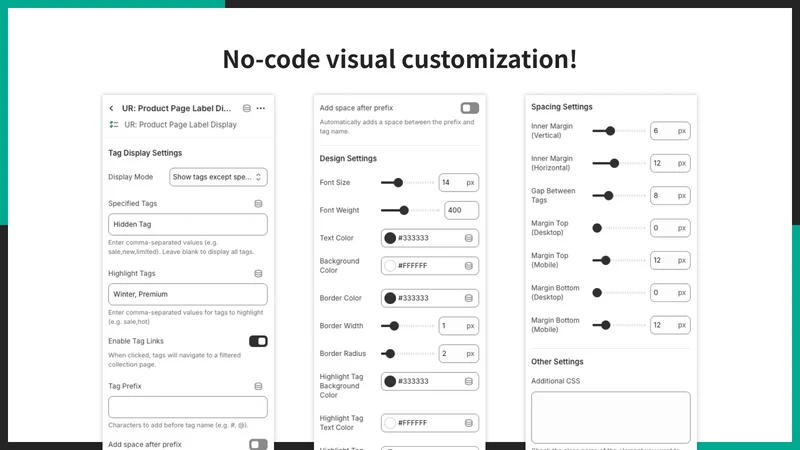 UR: Product Page Label Display