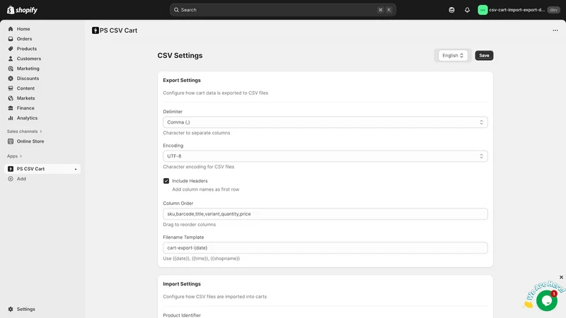 CSV Cart Upload & Download B2B