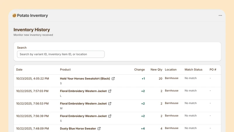 Potato Inventory Management