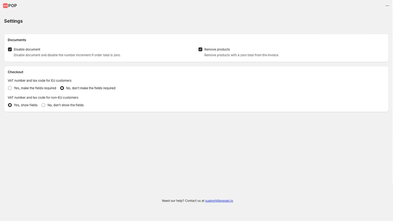 POP: compliant EU invoicing