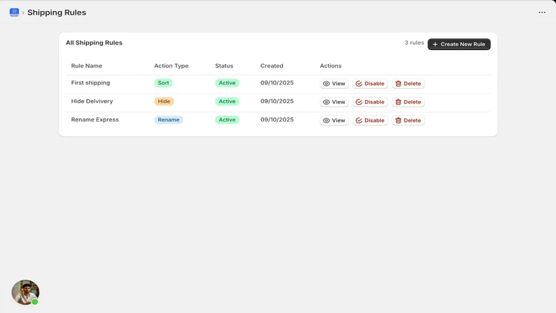 F: Sort Hide Shipping Methods