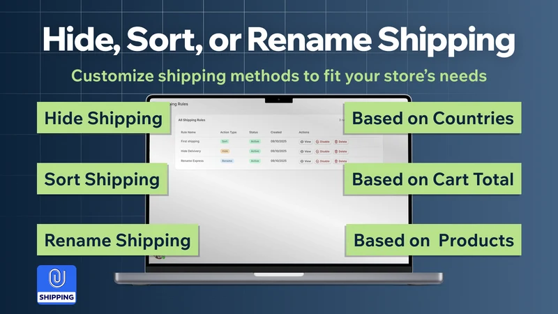 F: Sort Hide Shipping Methods