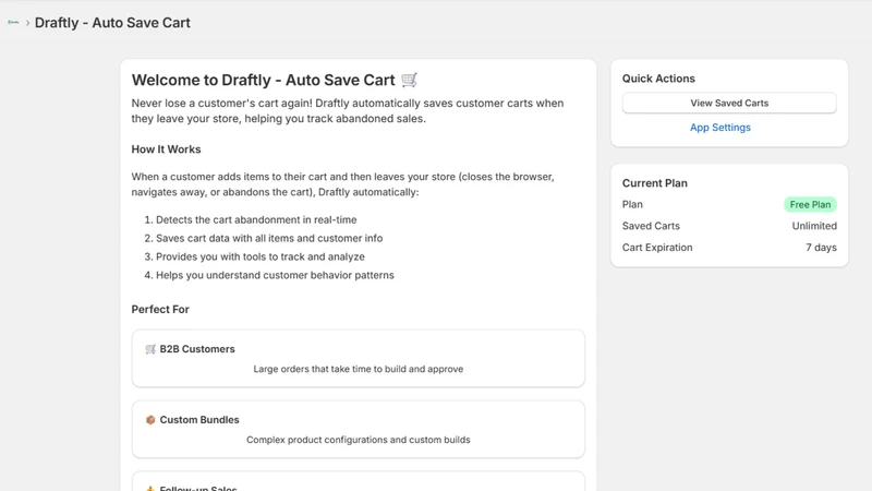 Draftly | Auto Save Cart
