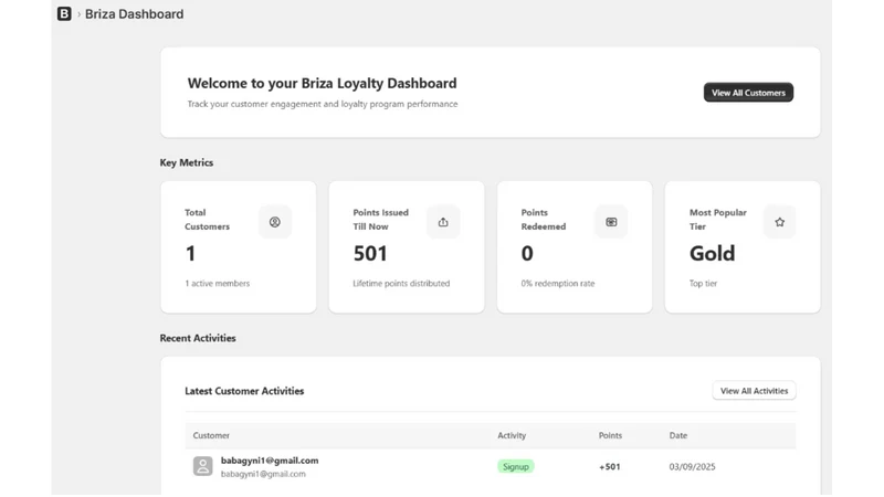 Briza Loyalty Program Rewards