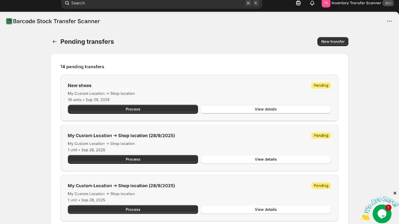 Barcode Stock Transfer Scanner