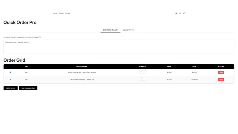 Bulk Order ‑ B2B Quick Order