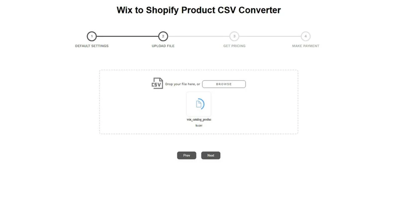 Vostari CSV converter: Wix