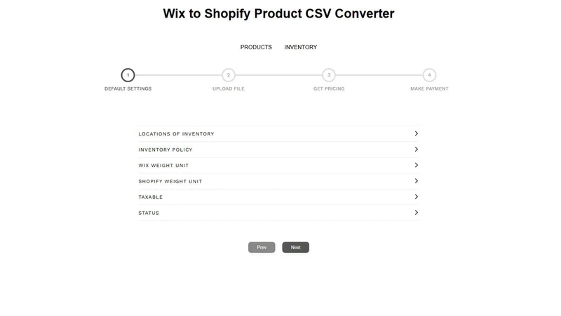 Vostari CSV converter: Wix