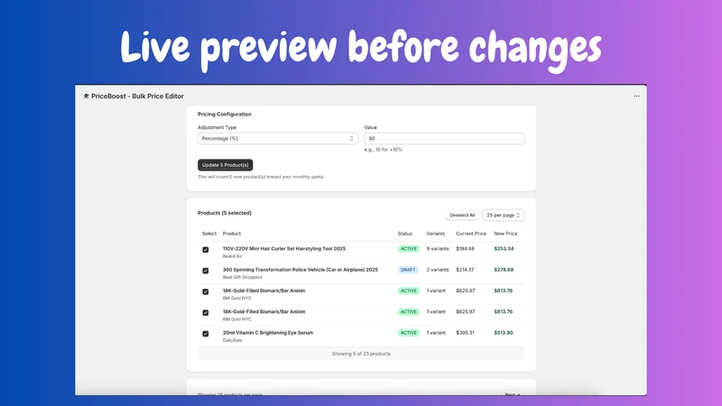PriceBoost ‑ Bulk Price Editor