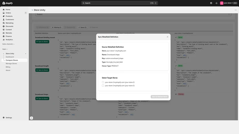 Store Unity: Compare and Sync