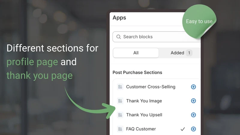 Post Purchase Sections