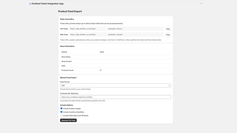 Onefeed Client Integration App