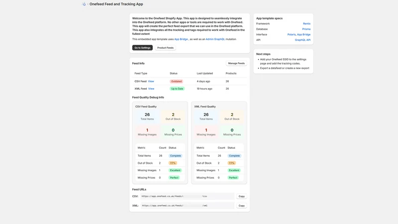 Onefeed Client Integration App