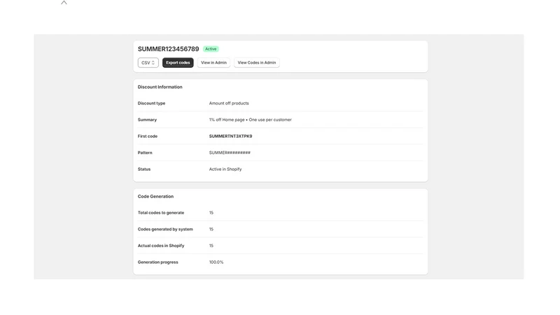 Bulk Discount Code Tool