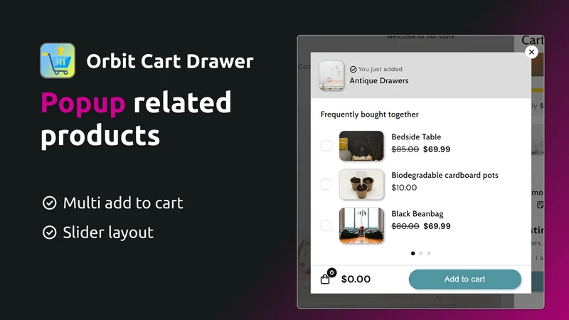 Orbit—Cart Drawer Cart Upsell