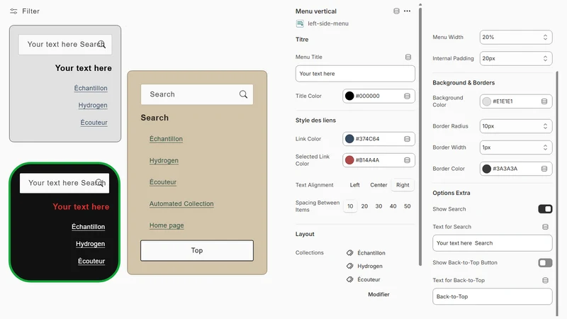 Left side menu