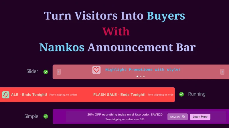 Namkos Announcement Bar