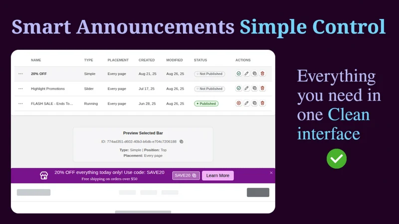 Namkos Announcement Bar