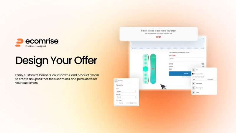 EcomRise Post Purchase Upsell