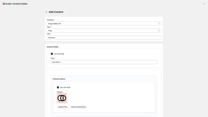 Andor Content Editor