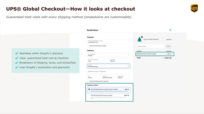 UPS Global Checkout