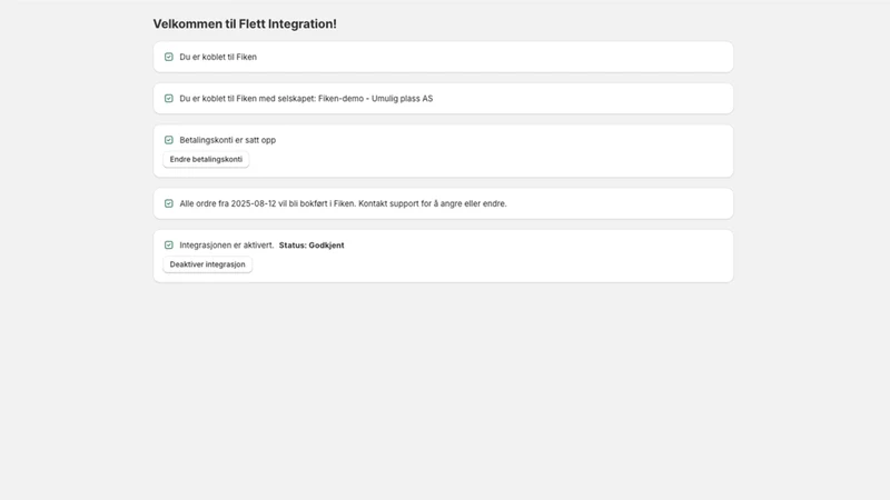 Flett: Fiken‑integrasjon