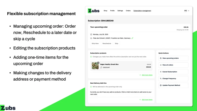 Zubs Subscriptions App