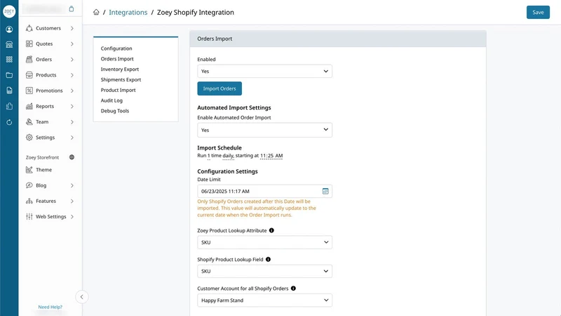 Zoey B2B Integration