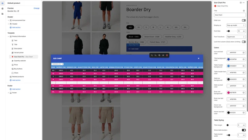 Size Chart Pro by eKommissar