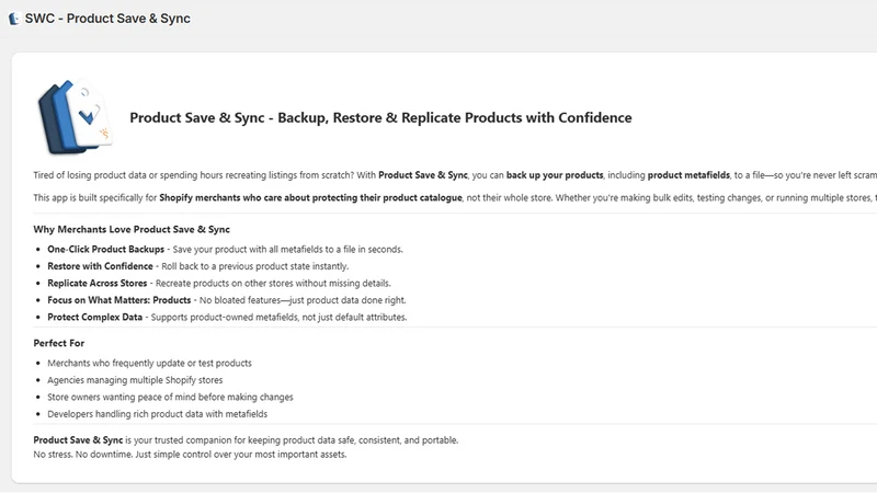 Product Save & Sync