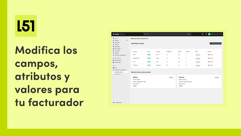 Datos Boleta/Factura Chile