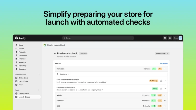 Shopify Launch Check