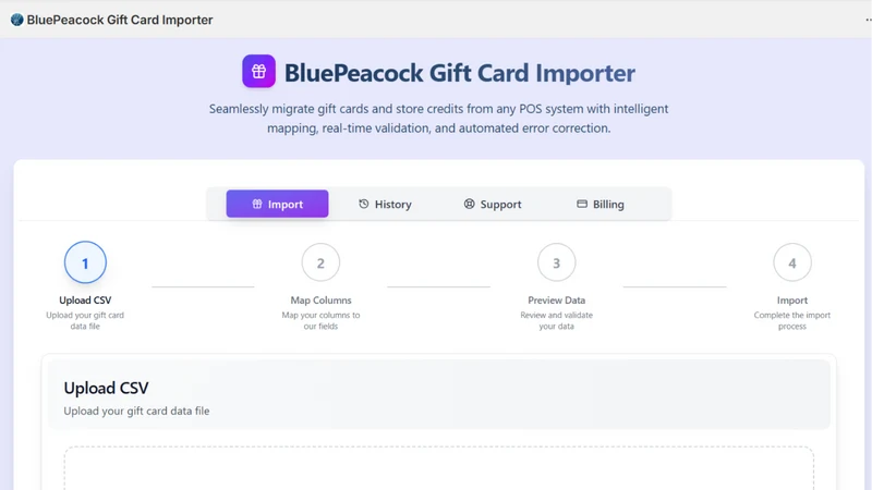 BluePeacock Gift Card Importer