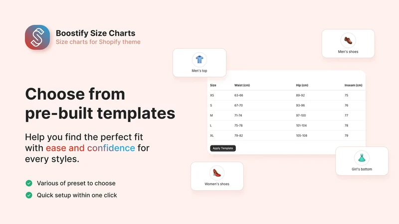Boostify Size Charts