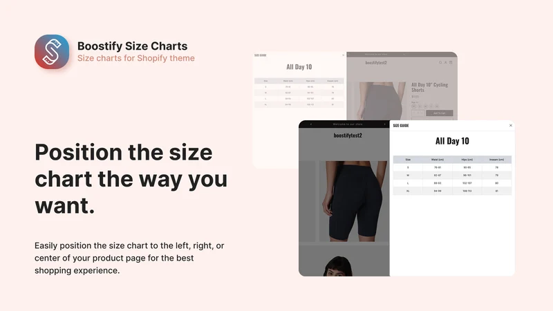 Boostify Size Charts