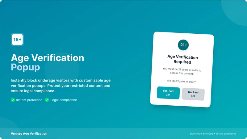 Vennzo Age Verification Popup