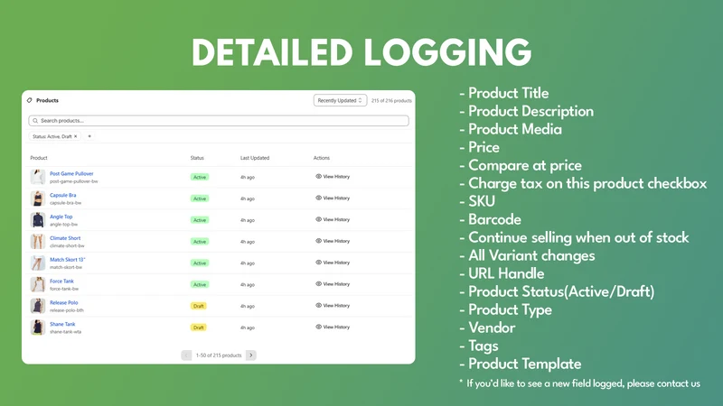 Loggr Product History & Revert