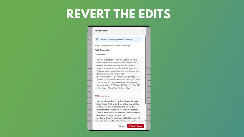 Loggr Product History & Revert