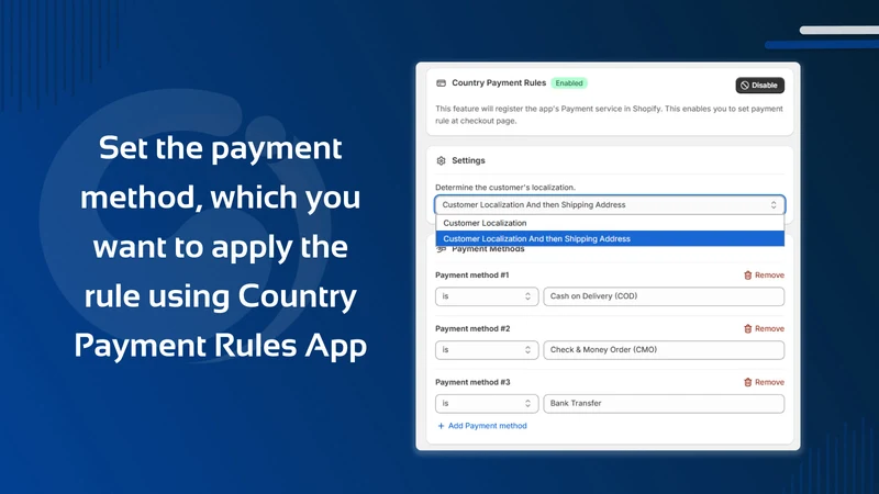Country Hide Payment Rules