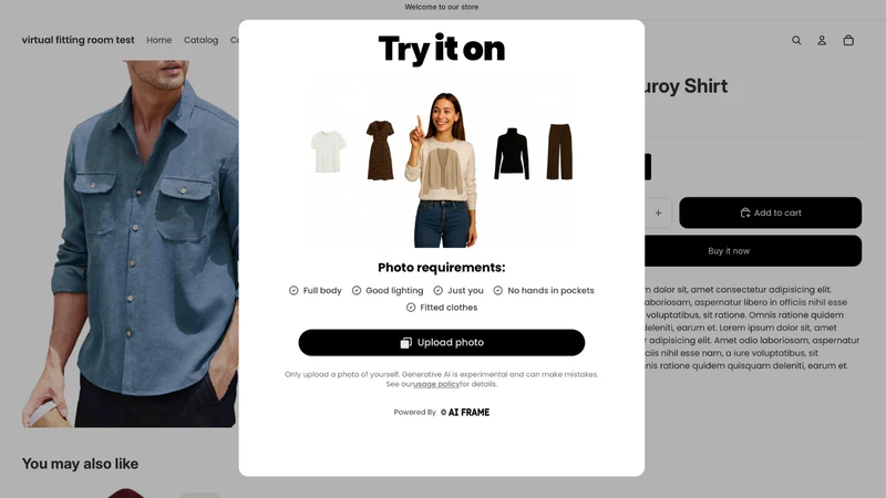 AI Frame: Try‑On & Size Chart