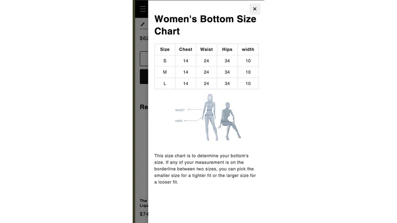 Shopkeeper SizeChart
