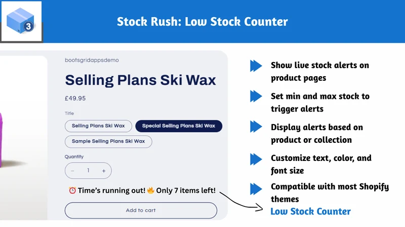 Stock Rush: Low Stock Counter