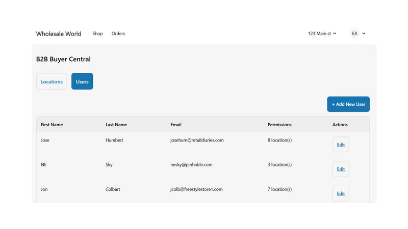 B2B User/Location Admin Portal