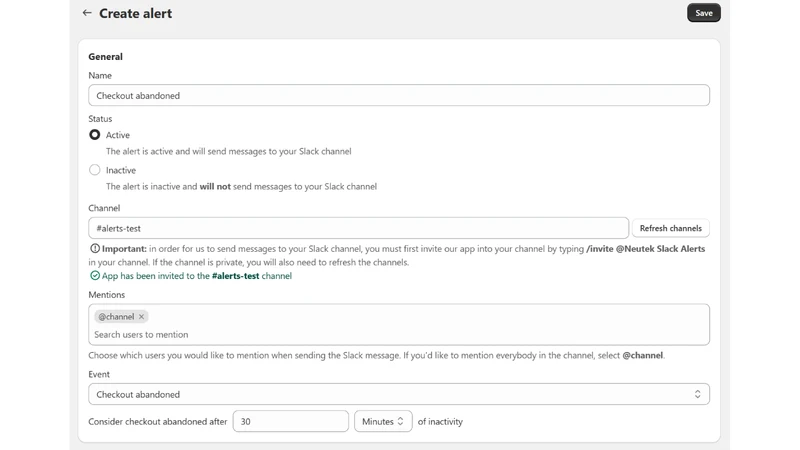 Neutek Slack Alerts