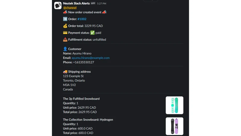 Neutek Slack Alerts