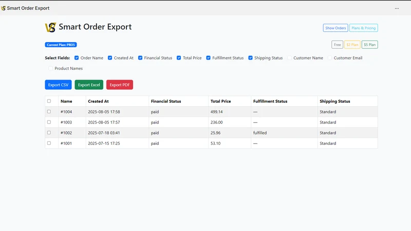 Smart Order Export