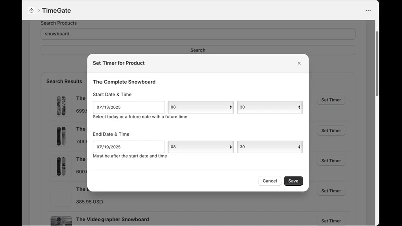 TimeGate: Timed Products