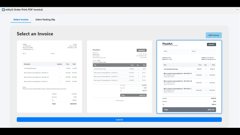witty5 Order Print PDF Invoice