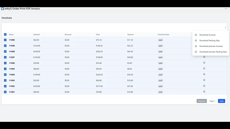 witty5 Order Print PDF Invoice